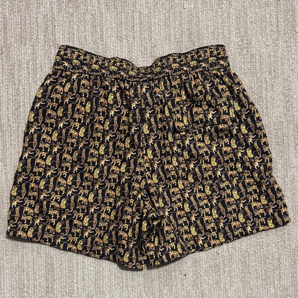 Jared Lang Mens M Black Animal Print Hybrid Swim Trunks Mesh Lined Board Shorts - Picture 8 of 10